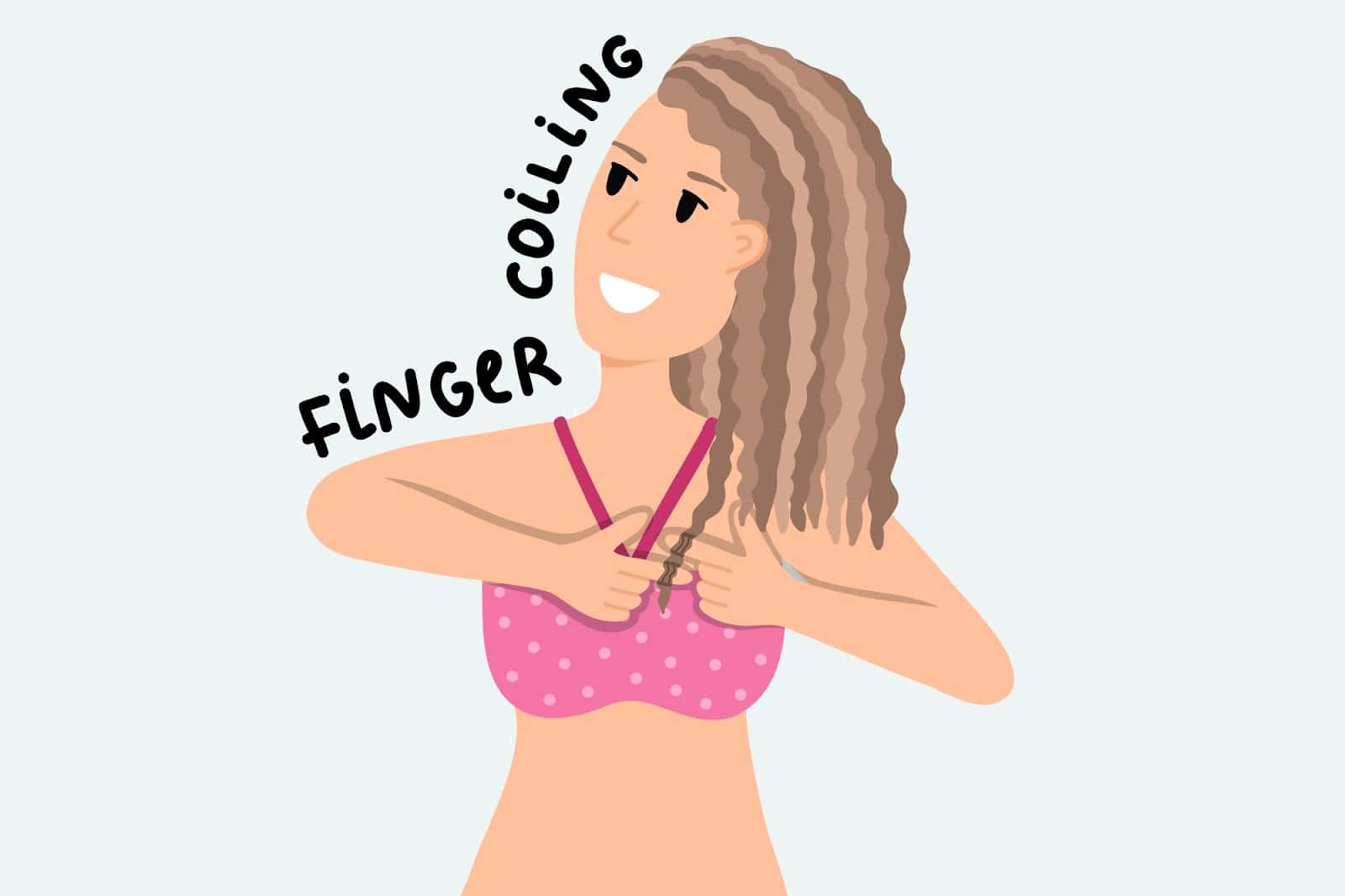 illustration of woman finger coiling hair